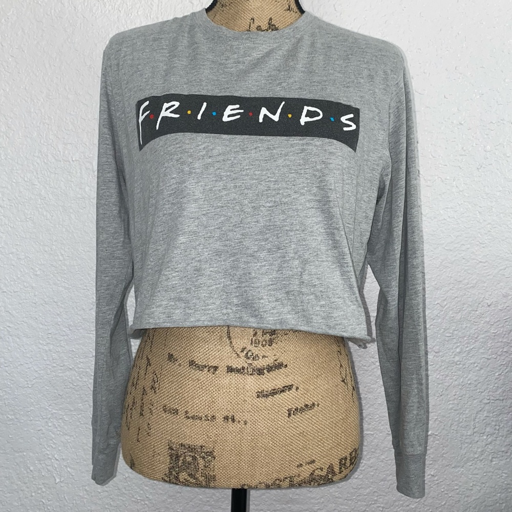 Long Sleeve Crop Top Grey Friends TV Show